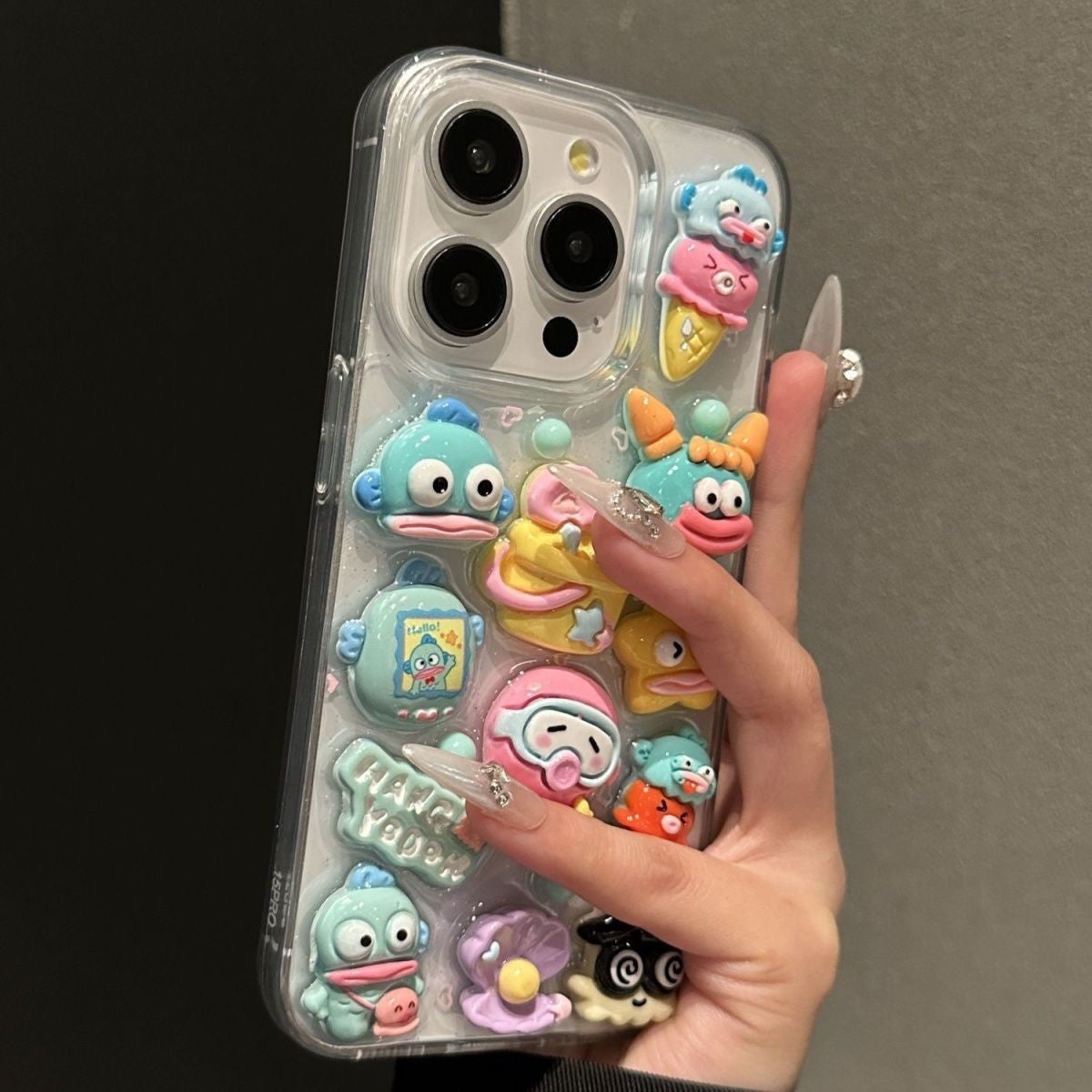 Cute three-dimensional ugly fish Apple 15 16 mobile phone case iPhone14 13 12promax Epoxy 11 soft case X female