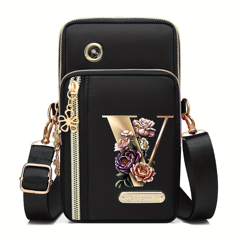 Flower Ben Letter Z Print Fashion Casual Shoulder Bag Crossbody Bag Coin Purse New Nylon Cloth New Mobile Phone Shoulder Bag Bag Women'S Bag