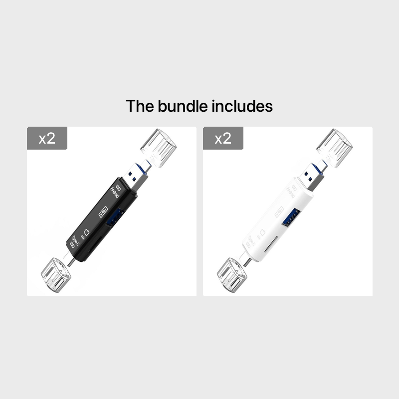 5-In-1 Multifunctional USB 2.0 Type C/Usb/Micro USB/TF/SD Memory Card Reader OTG Adapter for Mobile Devices.