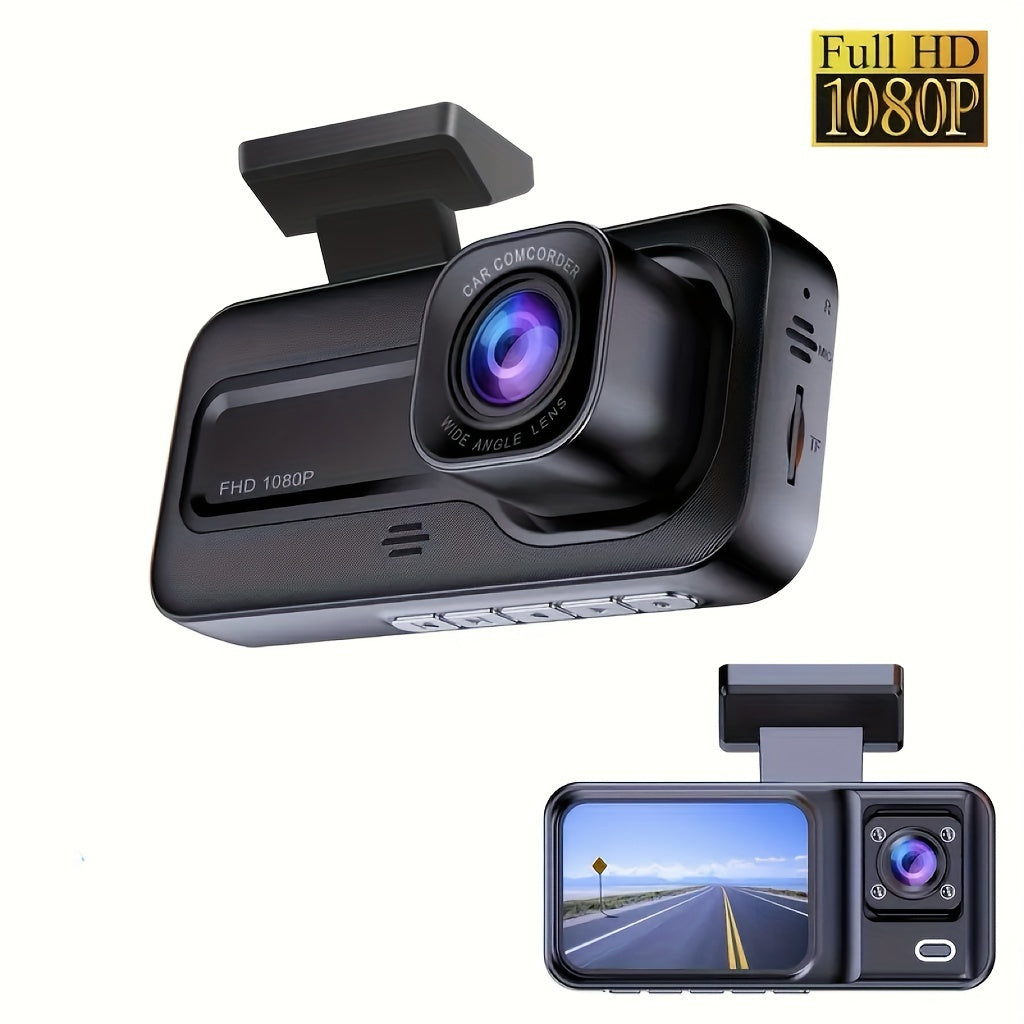 3 Lens Camara Para auto, Car dashcam 1080P Front | 480P Interior & Rear Cams Dashcam, Car Accessories | Car DVR | Video Recorder Car | Parking Monitoring Insede IR Night Vision, Loop Recording, Halloween/Christmas/gift.