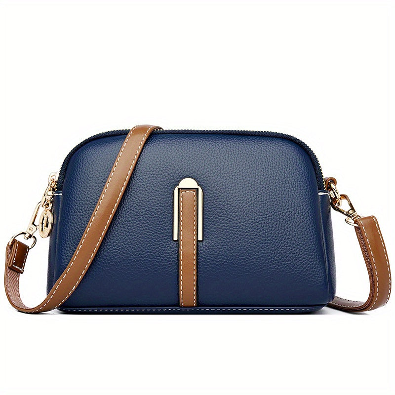 Crossbody Wallet-Purse, Shell Design with Zipper Closure, Handbag for Cash, Cards & Small Essentials, Multi-Color /Tan, Stylish Everyday & Special Occasion Accessory