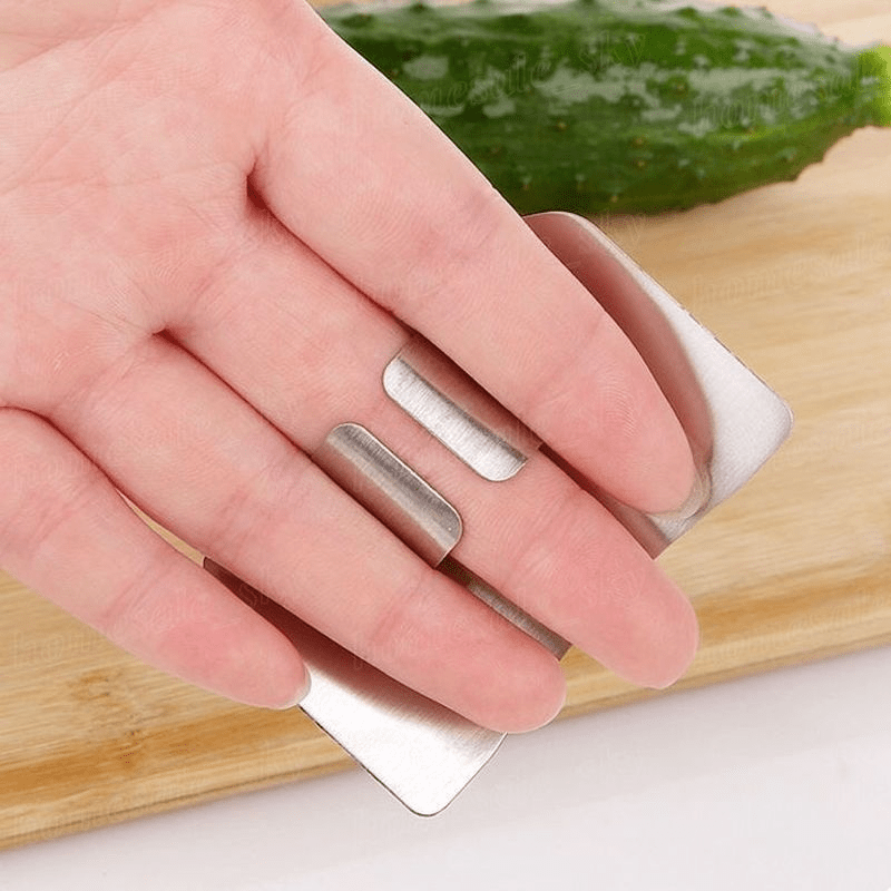 1pc Heavy-Duty Stainless Steel Finger Guard - Sharp Edge Guard for Knife Safety, Non-Slip Grip - Professional & Home Kitchen Use - Compatible with Chef, Paring Knives - Cut Prevention Protector for Fingers, Food Prep Protection, Modern Safety Tool