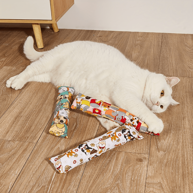 Plush Pillow With Cat Grass Chew Toys - Entertain And Soothe Your Feline Friend.