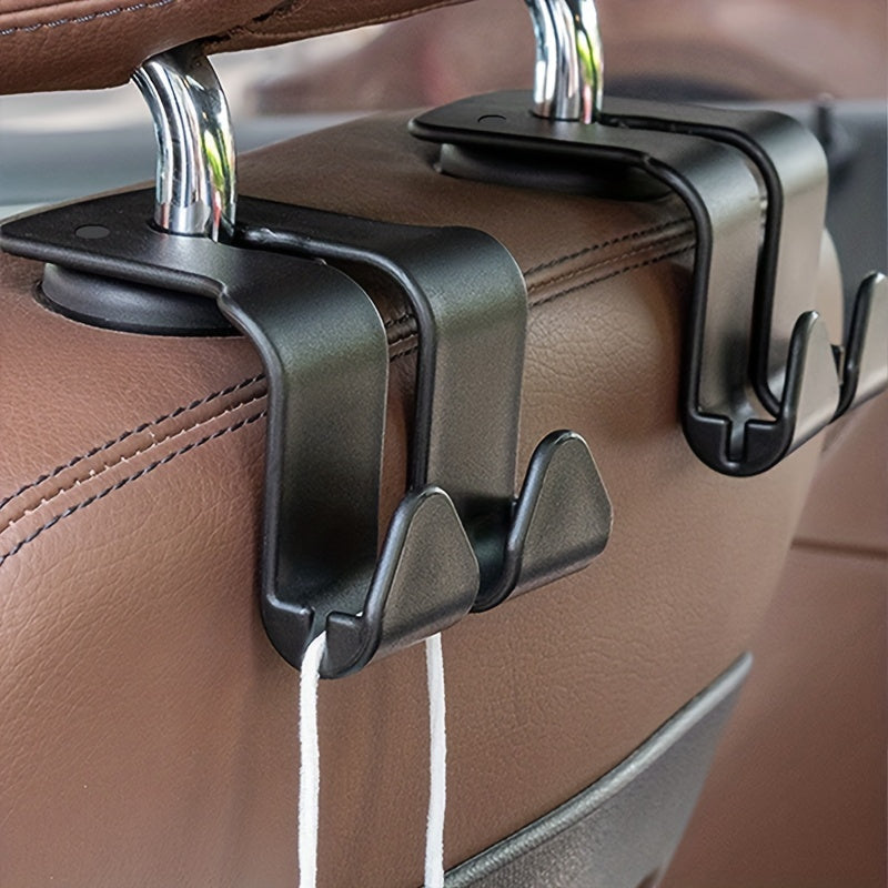 2pcs Car Seat Back Multi-functional Hook Double Hook Storage Car Hook