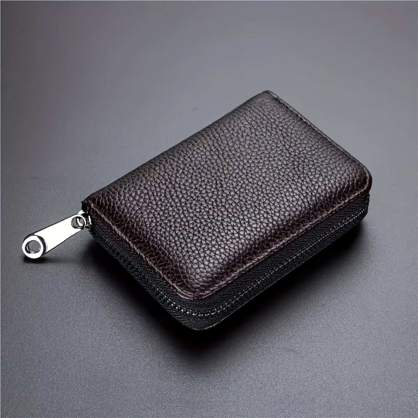 Faux Leather Card Holder | Unisex RFID-Blocking Wallet | Multi-Slot, Ultra-Slim Design with Zipper Closure | Secure & Stylish Black Minimalist Credit Card Organizer for Men and Women, Card Storage | Minimalist Design | Durable Stitching, Card Holder