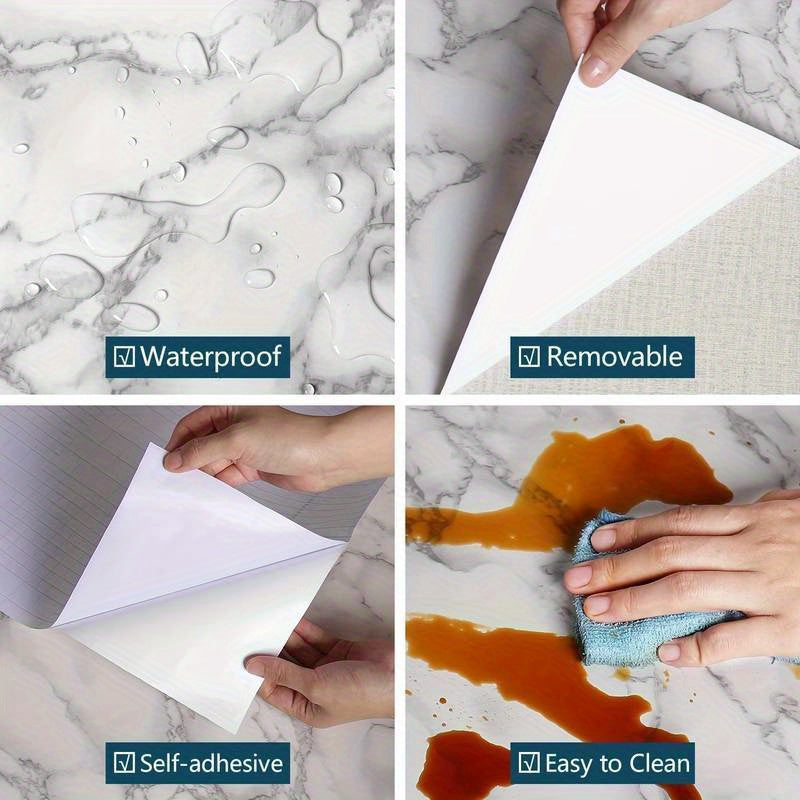 Marble Pattern Wall Stickers, Kitchen Wallpaper Decals, Self-Adhesive Stickers for Furniture Renovation, Suitable for Bathroom and Kitchen, Home Decor, Drawer Organizer Boxes