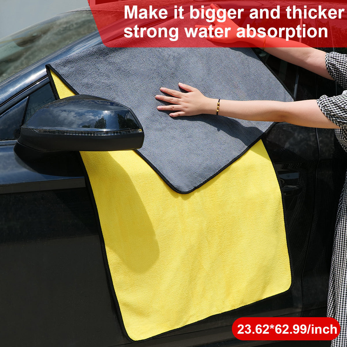 Large Ultra-Soft Microfiber Car Wash Towel - Quick-Dry, Lint-Free, Durable for Efficient Cleaning and Waxing