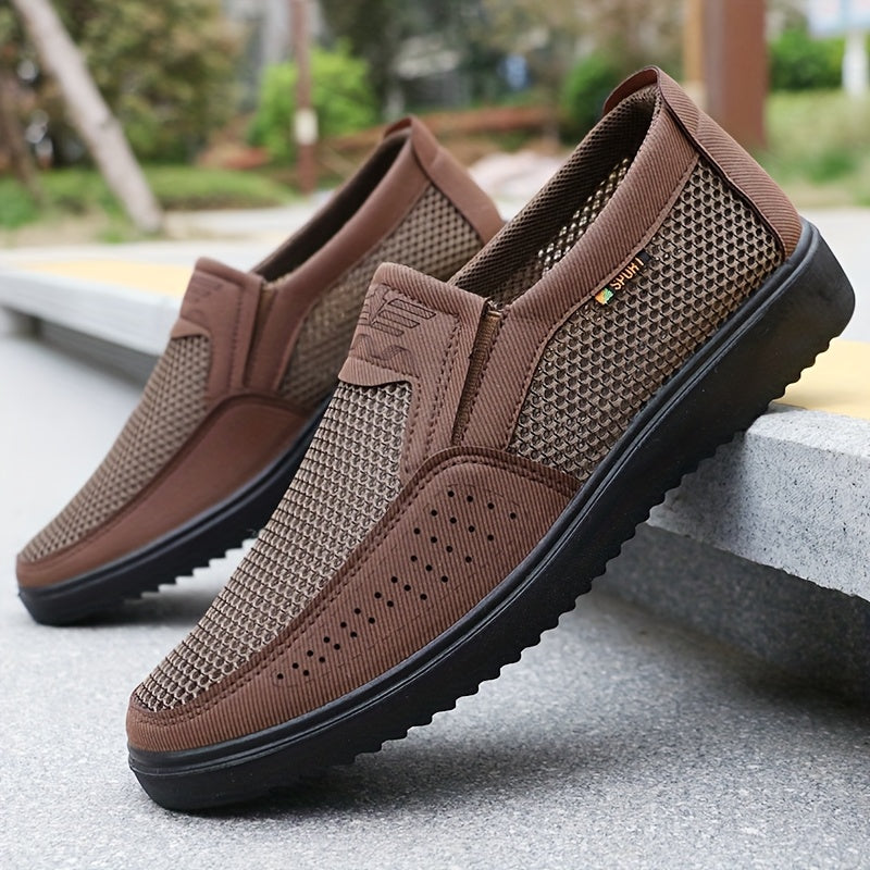 Men'S Breathable Mesh Sneakers - Lightweight Non-Slip Running Shoes with MD Sole, Low-Top Design for Walking, Training & Casual Wear - Black & Gray, Lace-Up Closure, Fabric Upper & Insole, Comfortable Fabric Lining, Walking Shoes, Sleek Shoe Design, Flexi