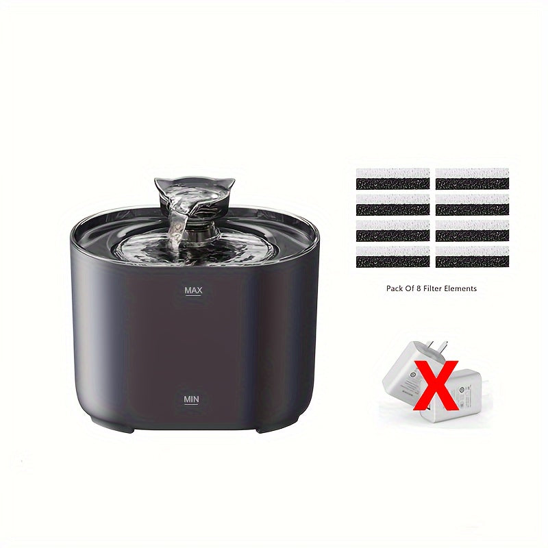 Cat Water Fountain 2.2L/74oz Cat Fountains Ultra Quiet Pet Fountains with Cat-Shaped Spout, Water Fountains for Cats Indoor-Cat Drinking Dispenser,USB power supply, Without Battery