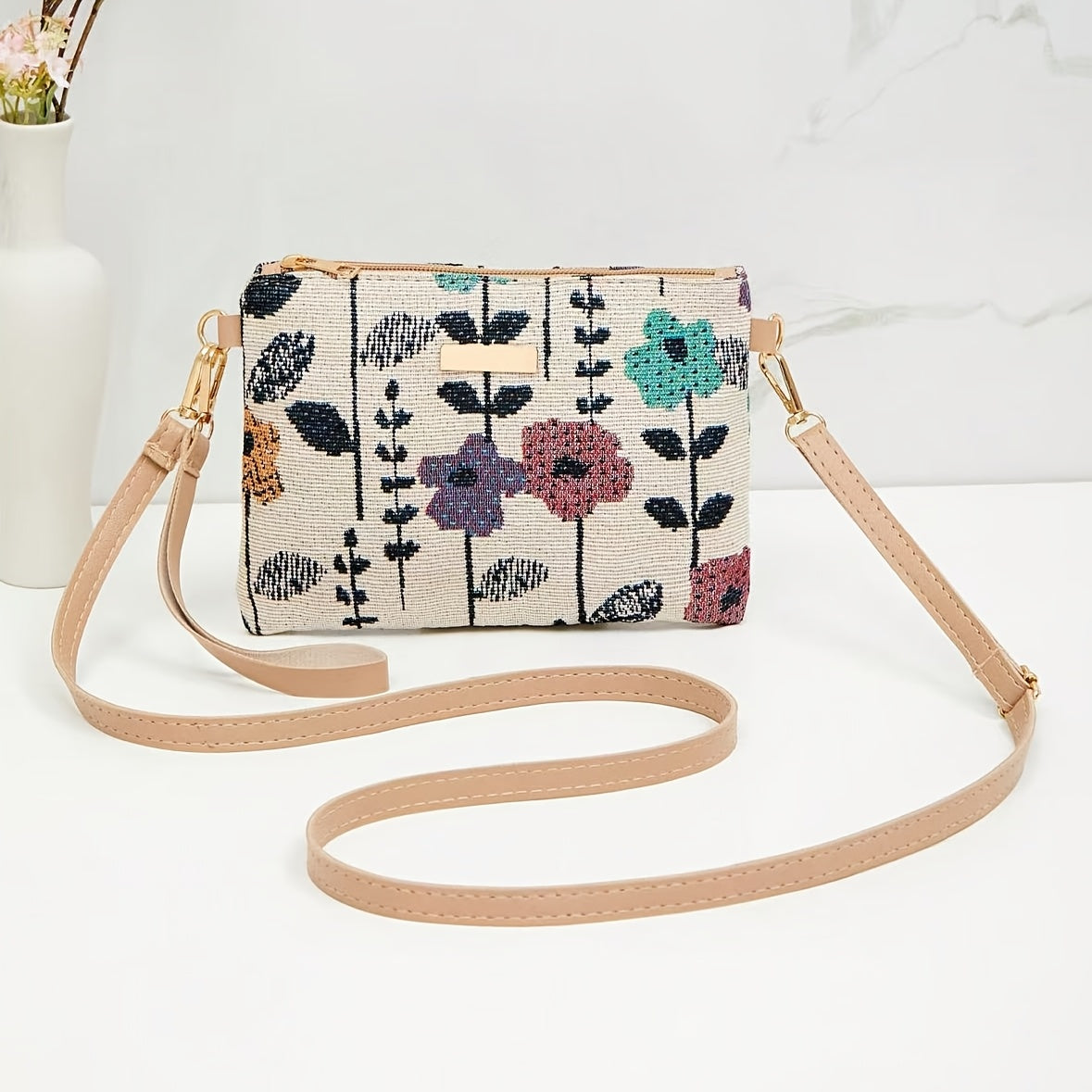 Elegant Lace Crossbody Bag, Intricate White Lace Patterns with Simple Nude Strap, Feminine Charm, Perfect for Spring and Summer, Complements Dresses or Casual Outfits, Not Washable