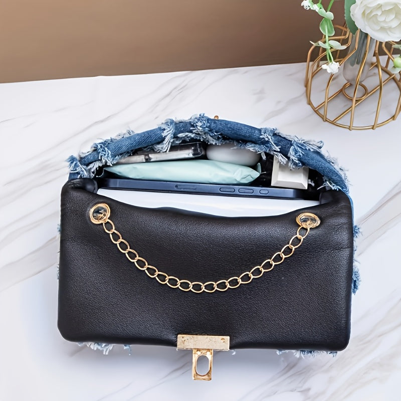 Multi-color Premium Textured Fashion Check Small Square Bag, Exquisite Twist Lock with Metal Chain Women's Crossbody Bag, Versatile for Vacation, Casual, and Commuting