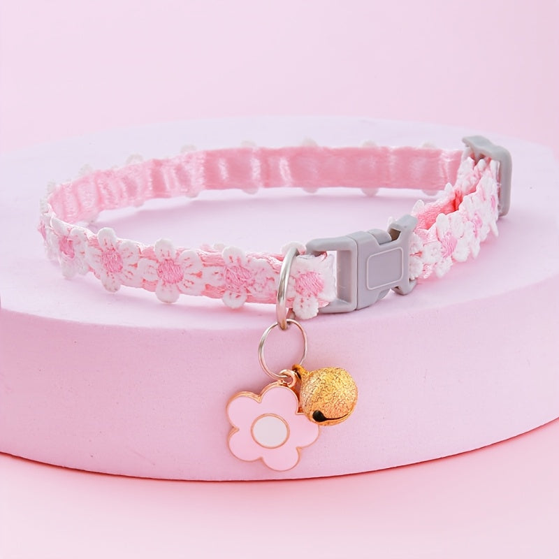 Adjustable Lace Cat Collar 1pc - with Pendant, Suitable for Small Cats and Dogs