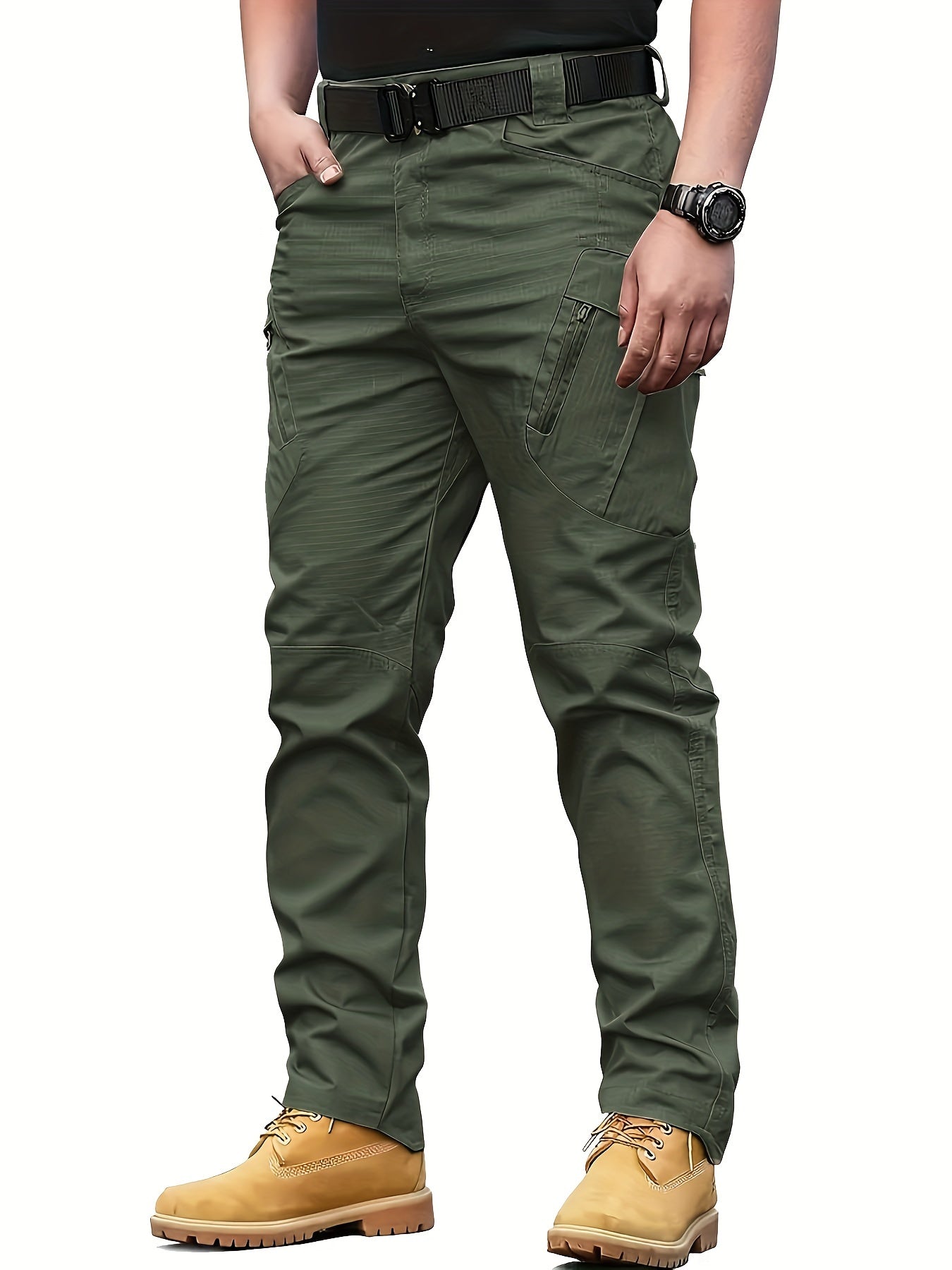 Men's Tactical Cargo Pants, Multi-Pocket, Wear-Resistant and Scratch-Proof, Suitable for Outdoor Construction Workers' Construction Wear, Hiking, Spring and Autumn Seasons