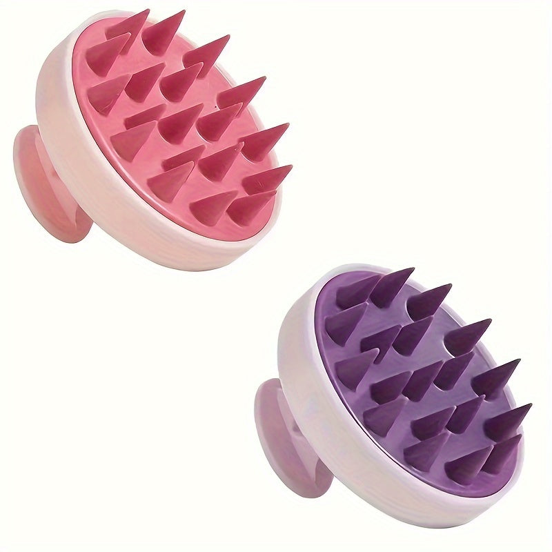 WANMEI Silicone Hair Brush with Scalp Massage - Gentle Detangling & Itch Relief for Normal Hair, Ergonomic Handle, No Electricity Needed, Purple & Design, Promotes Healthy Hair & Dandruff Control, Hair Brush for Hair, Scalp Care Tool, Modern