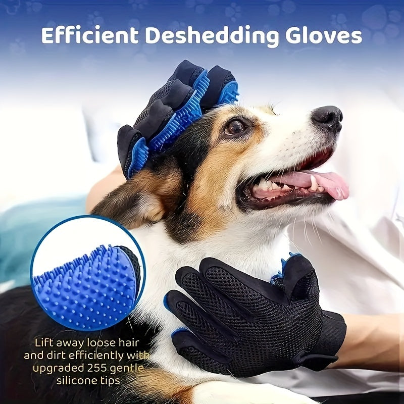 1pc Pet Grooming Gloves - Gentle Deshedding Brush for Dogs & Cats, Easy Clean, Enhanced Five Finger Design for Long & Short Fur