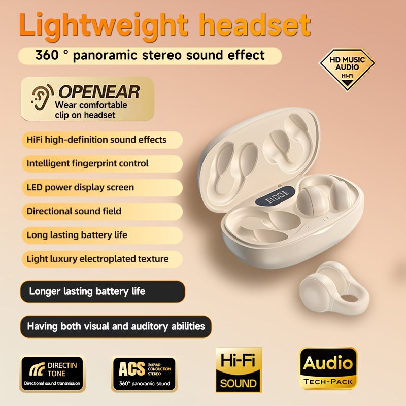 New Wireless Music Headset Touch Earphones Clip-Ear Sports Headphones for Xiaomi Earphone for iPhone Smart Earbud, for Valentine's Day Gift