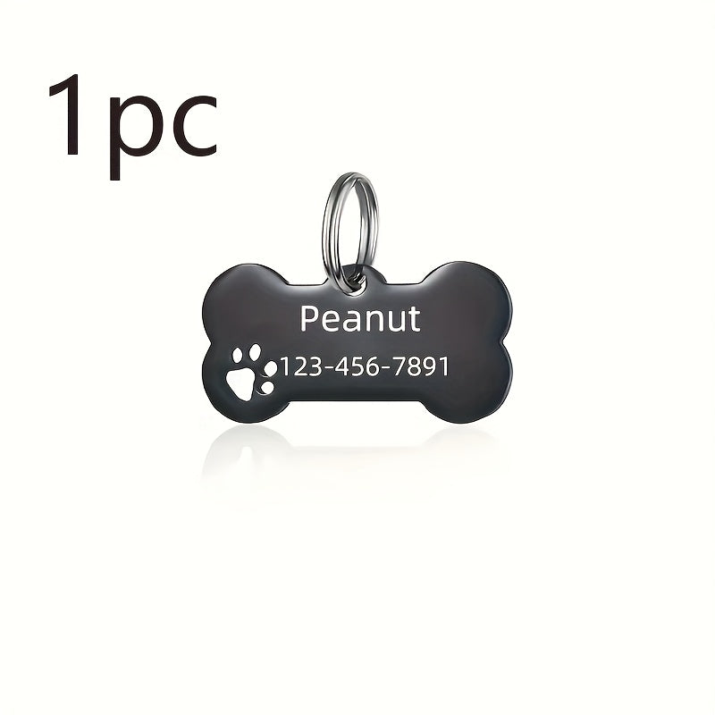 1pc, Custom Personalized Dog Tag, Stainless Steel Tag with Engraved Name and Phone Number, Durable Pet Anti-Loss ID Tag, Dog Name Tag