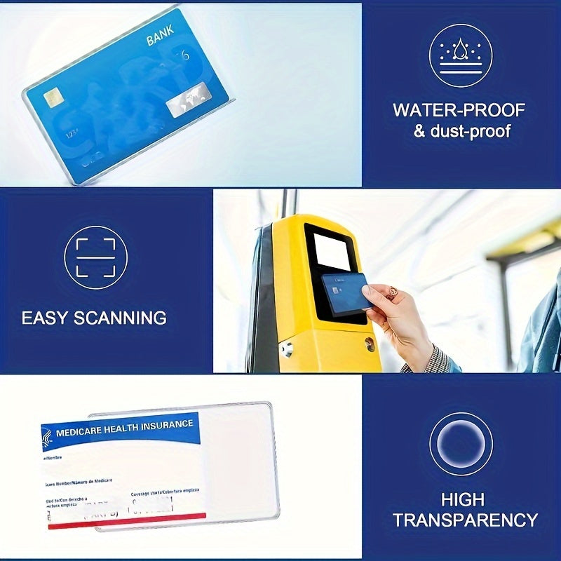 10pcs Transparent Protective Sleeves for Cards & Credit Cards, Business Card Size, ID Card Protector, Soft Waterproof PVC Plastic
