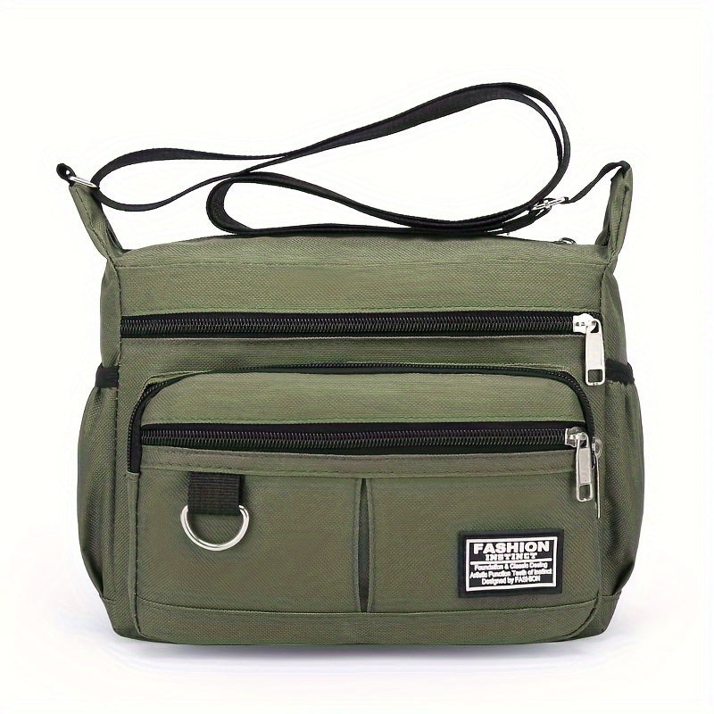 Large Capacity Nylon Crossbody Bag for Men - Adjustable Strap, Multi-Layer, Casual Gray Shoulder Bag with Sequin Detail - Ideal for Daily Commute & Travel, Travel Bag