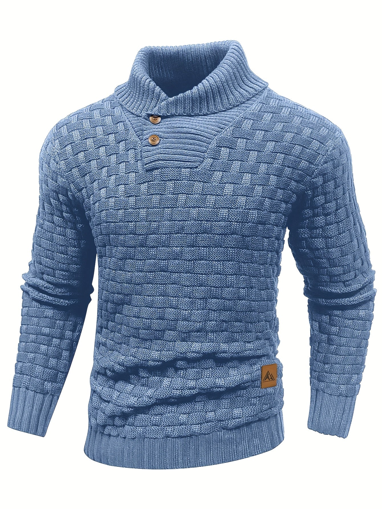 Men's Casual Waffle Knit Lapel Button Sweater