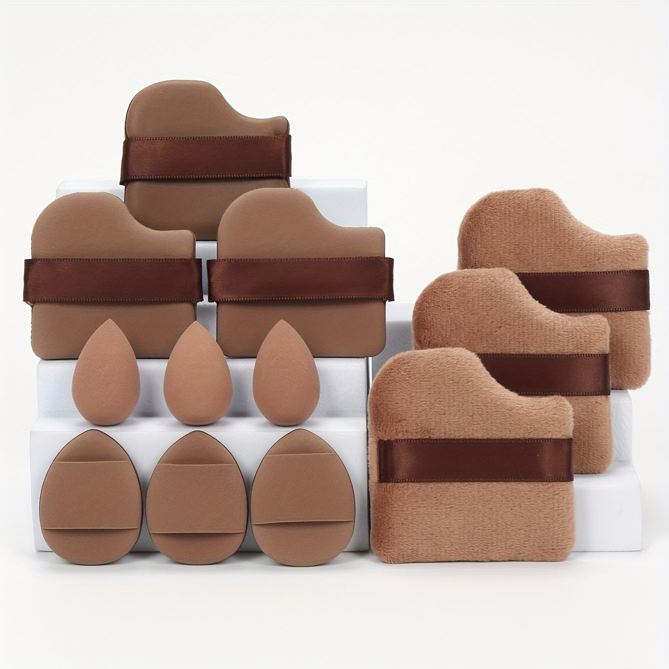 12pcs All-In-One Makeup Sponge Set, Consists of 3 Loose Powder Puffs, 3 Puffs, 3 Makeup Sponges And 3 Makeup Sponges. Foundation Blending Beauty Sponge, Liquid, Cream And Powder Flawless, Latex-Free Wet And Dry Dual-Use Foundation Makeup Cream