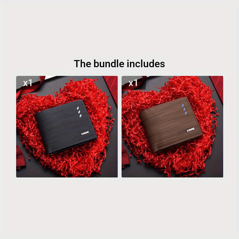 Men's Casual PU Leather Wallet With Card Slots, Zipper Coin Purse, Money Clip Christmas Gift