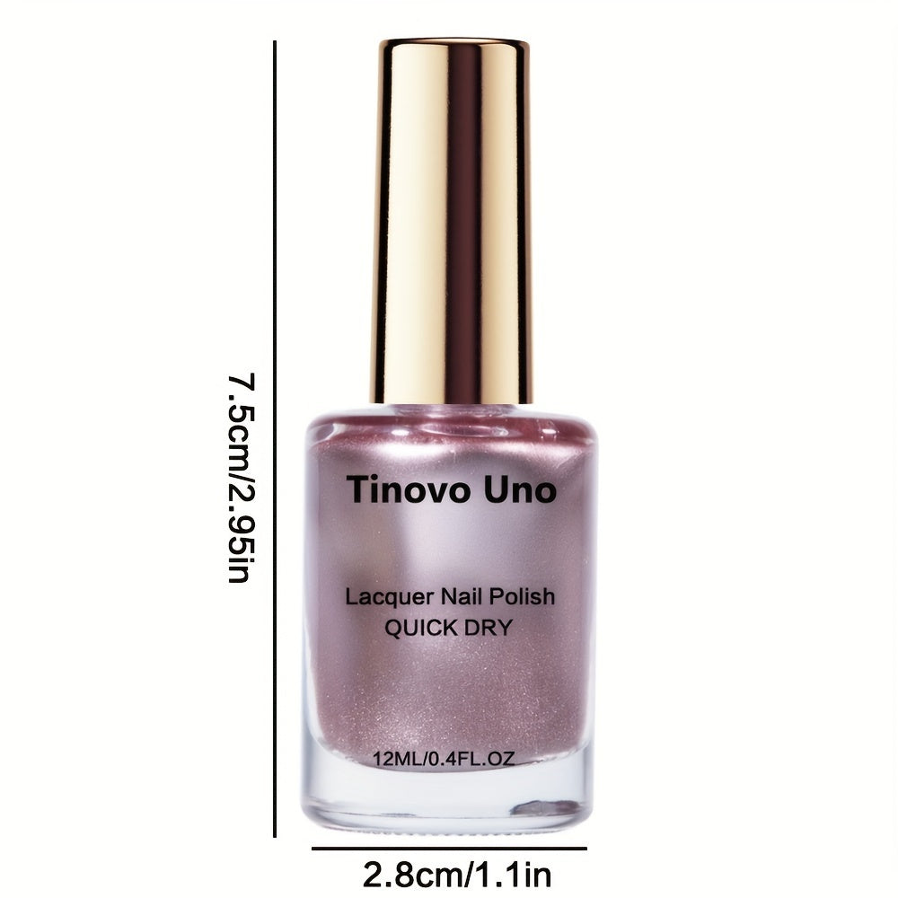 Tinovo Uno Rose Golden Metallic Nail Polish, Quick Dry Formula, Chrome Finish, Salon-Style Nail Art, Alcohol-Free, Adult Use, 12Ml/0.4Fl.Oz