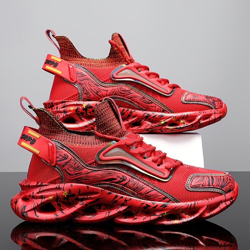 Men'S Casual Sports Shoes | Low-top, Faux and Fabric Upper, Rubber Sole, Lace Closure, Positioning Printing, Universal Fit for Daily and Sports Occasions