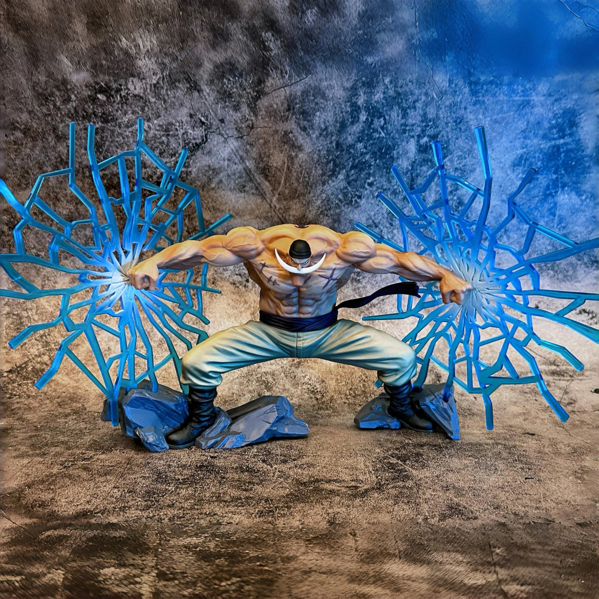 The King of the Old Era: Ice Age - Earthshatter Outburst Battle Figure - White-bearded, Shirtless Pose Ornament, Blue Veined Earthshatter Effect + Exquisite Bulging Muscle Details, Full Tension Pose of Cleaving Rock and Stone, Suitable for Home