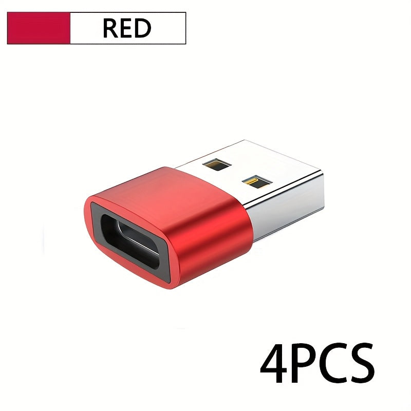 USB Male to USB C Adapter(1/2/4 Pack), USB to Type C Fast Charging/Transfer and OTG Function. for iPhone15 14 13 Plus Pro Max, iPad Pro Air 4 Mini 6 Almost USB Devices(black, sliver)