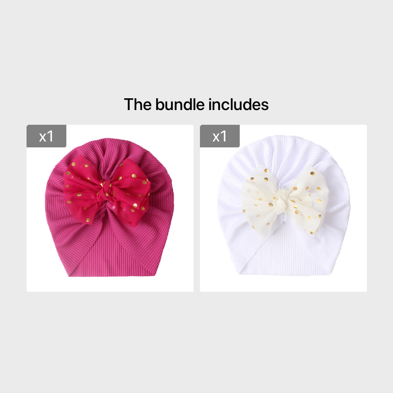 Newborn Infant Polka Dot Printed Bow Elastic Head Wrap, Turban Headwear Cap For Toddlers, Baby Girls And Boys