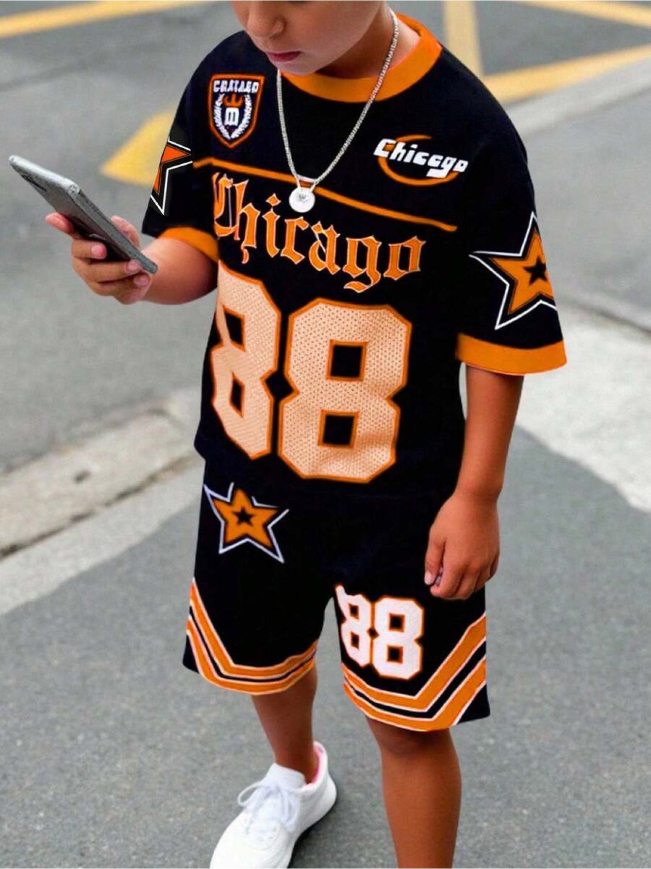 2pcs Short-sleeve Shirt and Shorts Set | Printed Sportswear, Breathable and Quick-drying, Suitable for Boys and Girls, Casual Style, Perfect for Outdoor, Street, and School Wear, Perfect for Outdoor