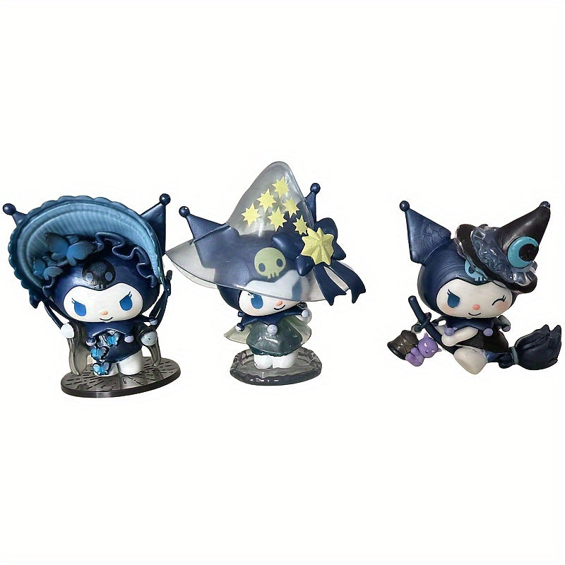 Authorized Sanrio Collectible Action Figures, Kuromi Anime Character Models, Suitable for Halloween, Christmas, Birthday Gifts, And As Decorative Items for Desks, Bedrooms, Or in Blind Boxes