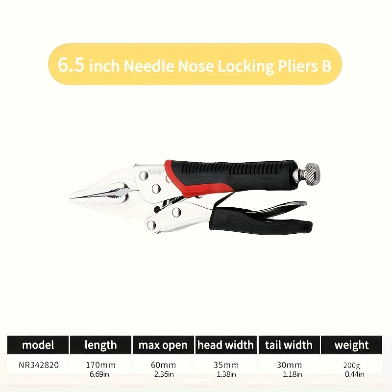 DELIXI ELECTRIC 6/7inch Locking Pliers Wire Cutters Premium Cr-V Construction Curved Jaw Locking Pliers with Wire Cutter Fit, Compact and Portable, for Clamping Twisting Welding