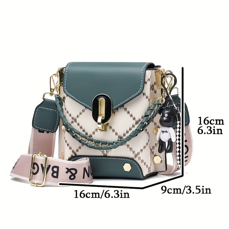 Colorful Grid Thread Women's Shoulder Bag, Casual Women's Crossbody Bag, Versatile Phone Bag, Suitable for Daily Commuting Use