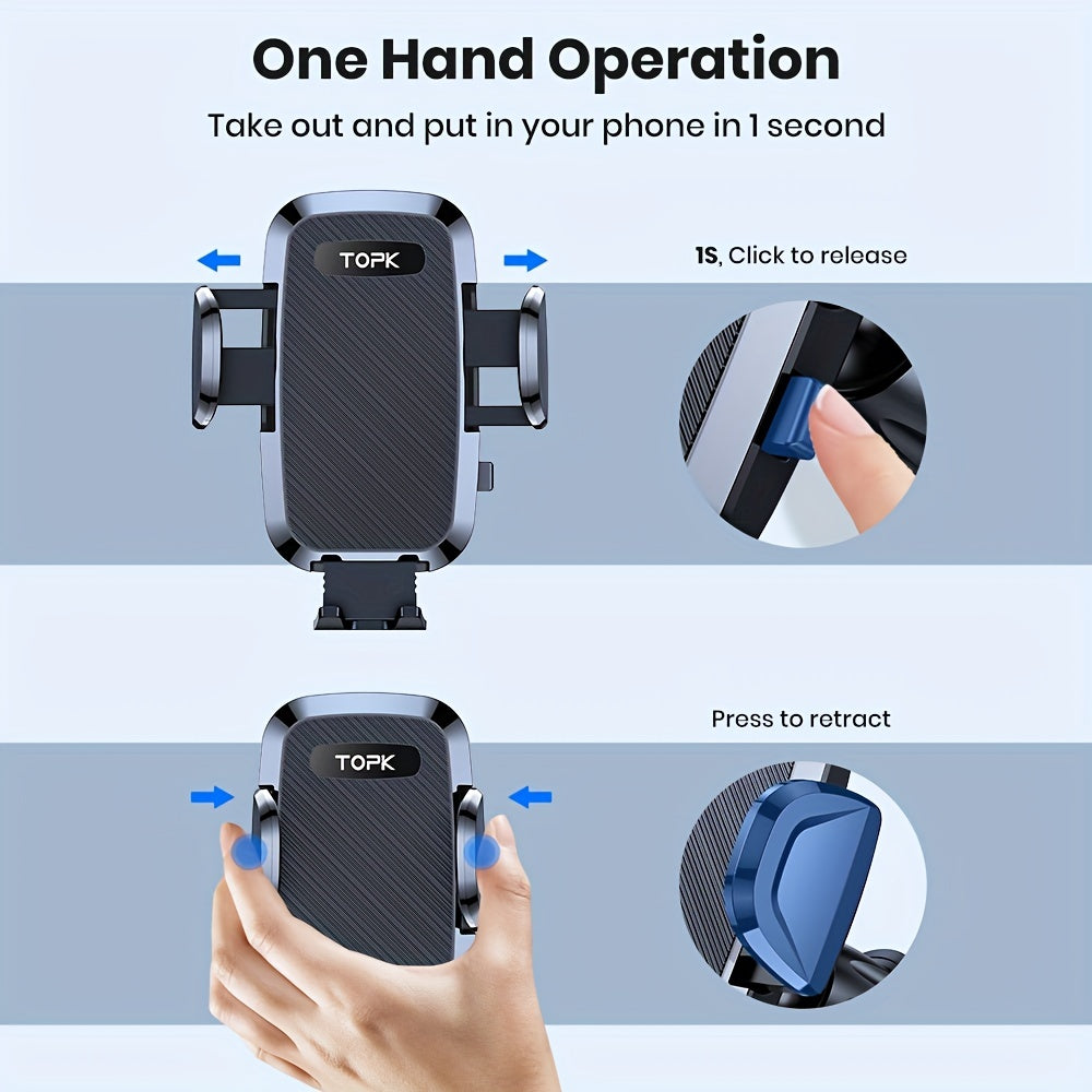 Car Phone Holder Mount, Upgraded Handsfree Stand, Phone Holder for Car Dashboard, Compatible with iPhone Android