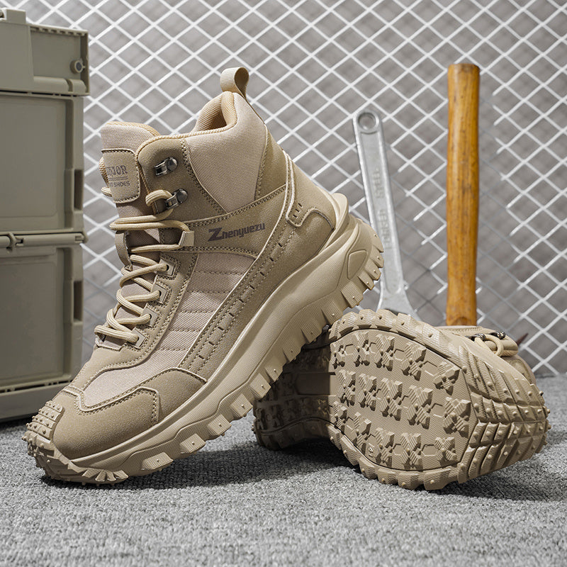 Men'S All-Season High-Top Hiking Boots - /Tan - Heavy-Duty All-Terrain Traction Tread, Lace-Up Ankle Support & Cushioned Insole - All-Season Outdoor