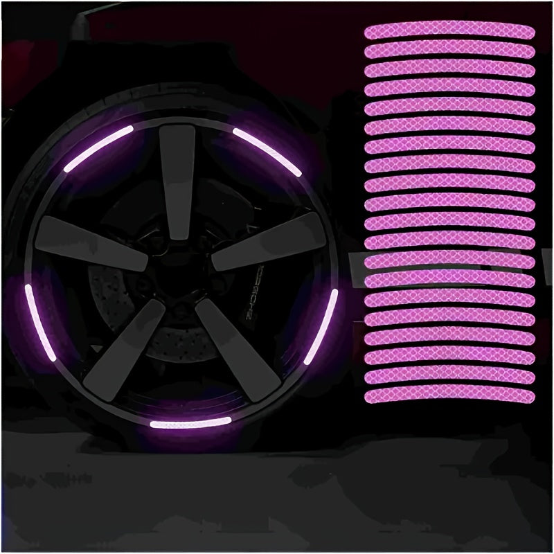 20 Reflective Wheel Stickers - Luminous Rim Decals That Enhance Safety, Suitable for Cars, Motorcycles, And Bicycles