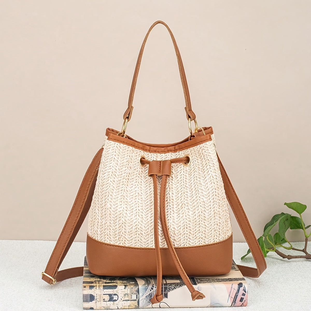 Woven Bucket Bag for Women, Perfect for Summer with a Hollow Design, Suitable for Casual Outings And Beach Trips