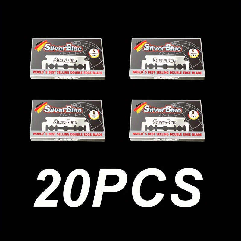 Double-Sided Stainless Steel Razor Blades for Shaving, Silverblue