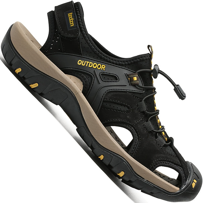 Men'S Leather Sandals - Closed Toe Fisherman Shoes with Arch Support, Cushioned Insole & Non-Slip Rubber Sole - All-Season Casual & Outdoor Hiking Shoes - Black/Brown/Gray, For Everyday & Formal Events - Easy-clean Design, Hiking Footwear