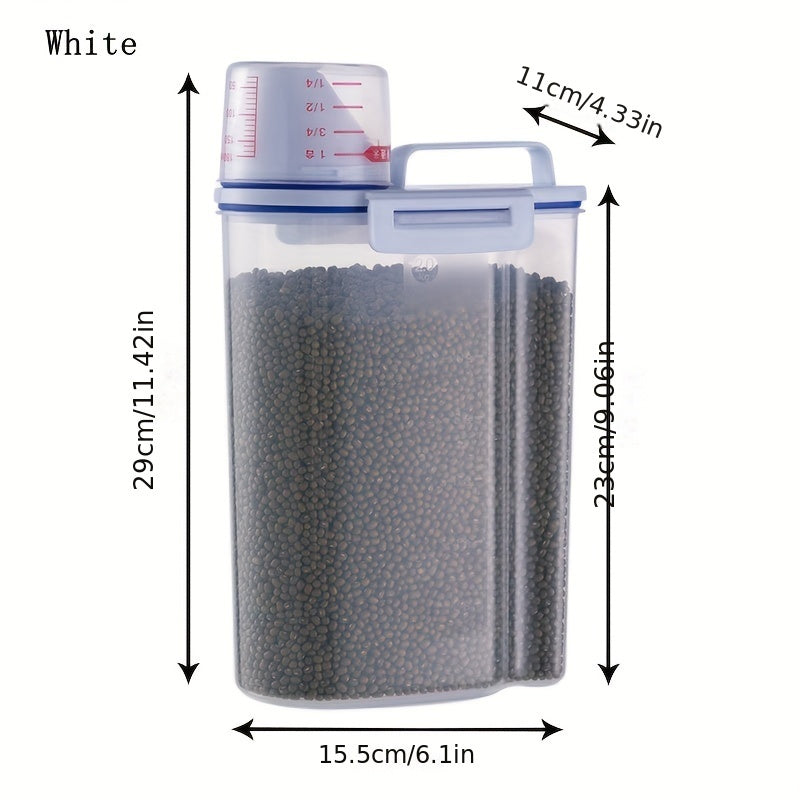 Plastic Storage Container for Dog And Cat Food, 3.31LB/4.41LB Capacity, Includes a Measuring Cup And Is Moisture-Proof with a Sealed Lid, Ideal for Pet Supplies
