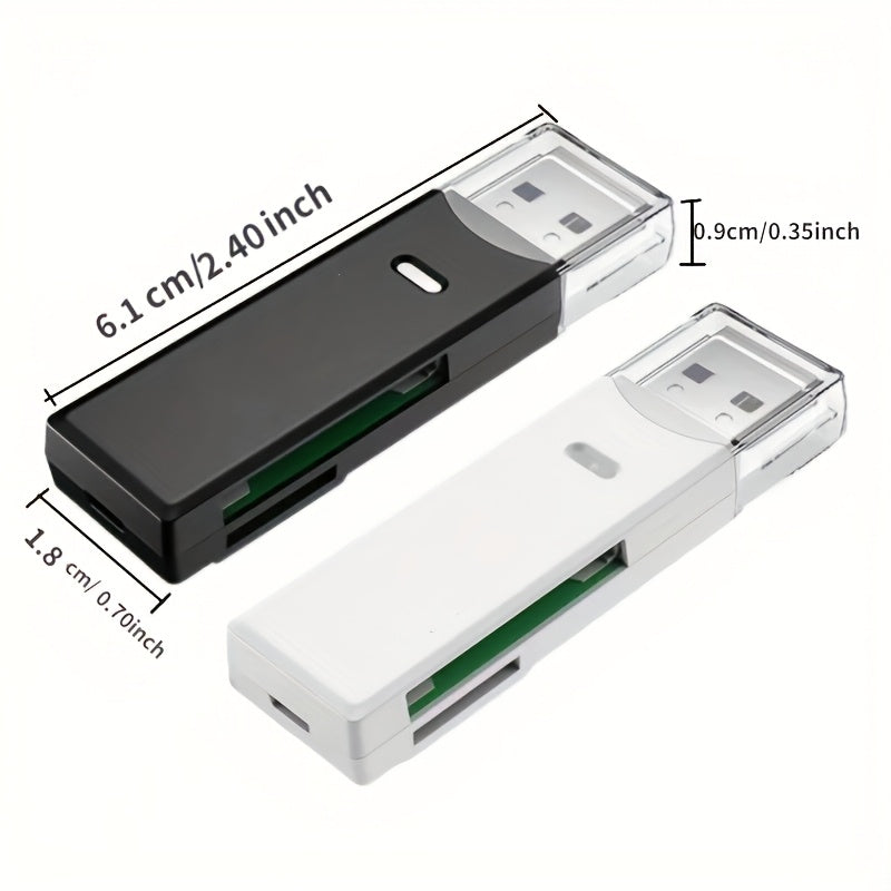 Mini 2-in-1 USB 3.0 Card Reader - SD/Micro SD/TF Memory Card Adapter for PC & Laptop - Flash Drive Compatible