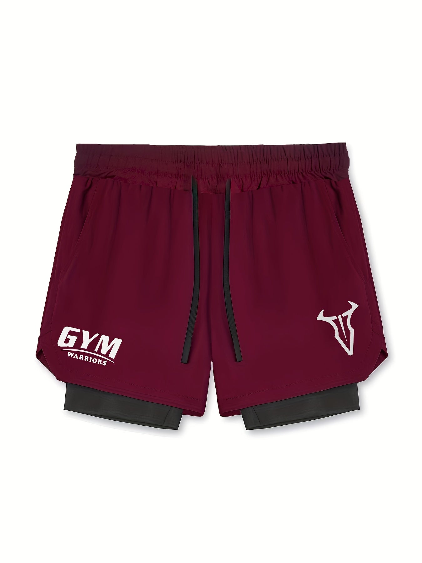 2-in-1 Double Layer Shorts With Inner Pocket, Men's Quick Dry Sports Shorts For Summer Gym Workout Training