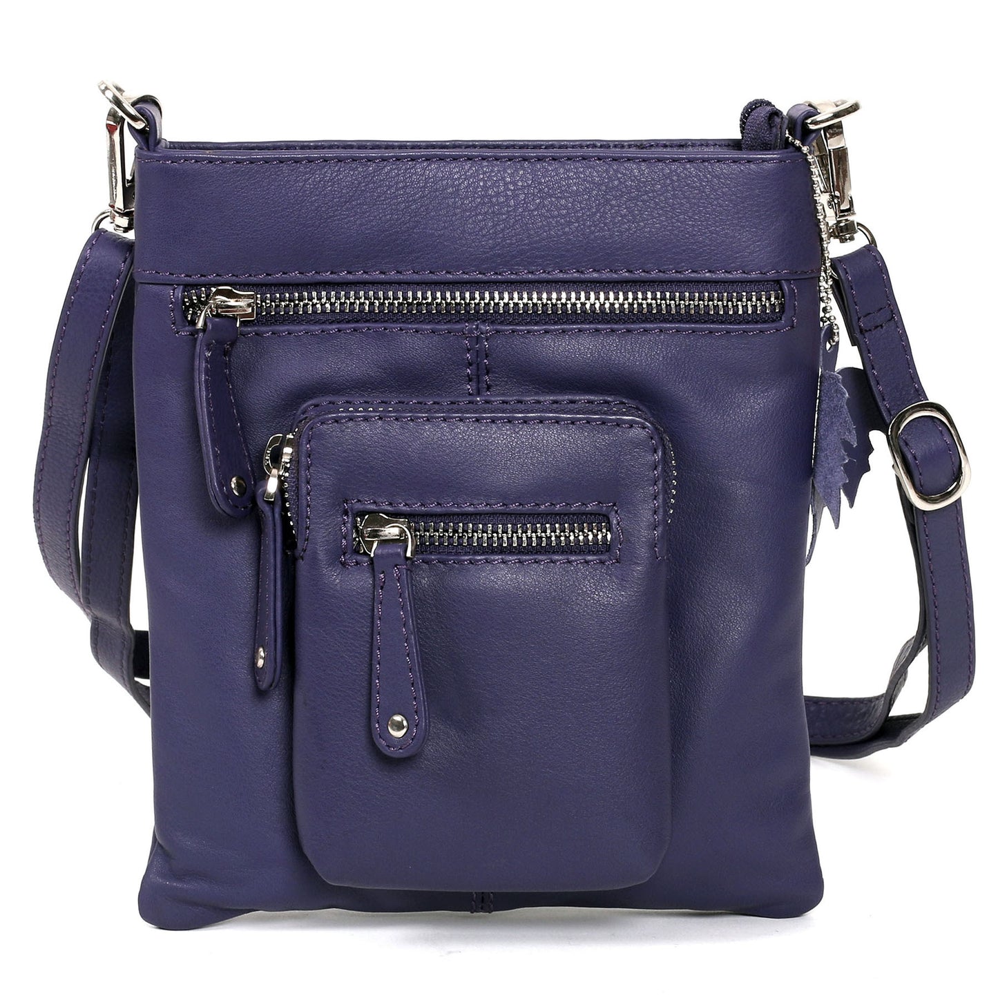 Karla Hanson Women's Leather Mini Cross-body Bag, Adjustable Strap Multi-Pocket Shoulder Bag