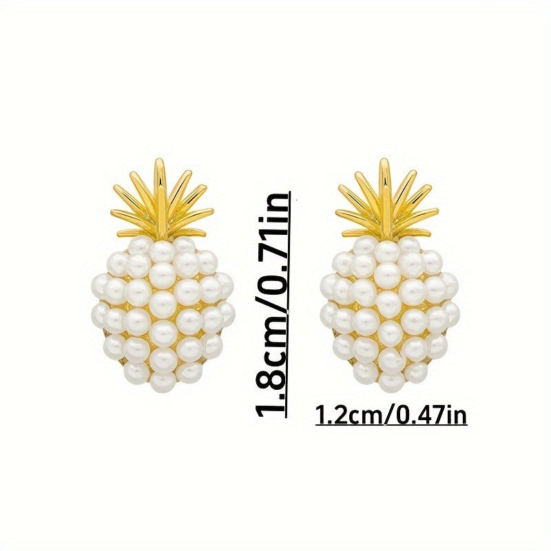 Exquisite Pineapple Earrings | Fashionable and Creative, 14K Gold Plated Alloy, Golden Color, Mosaic Resin Details, Elegant Jewelry Additions, Perfect Birthday Gift, For Teenager