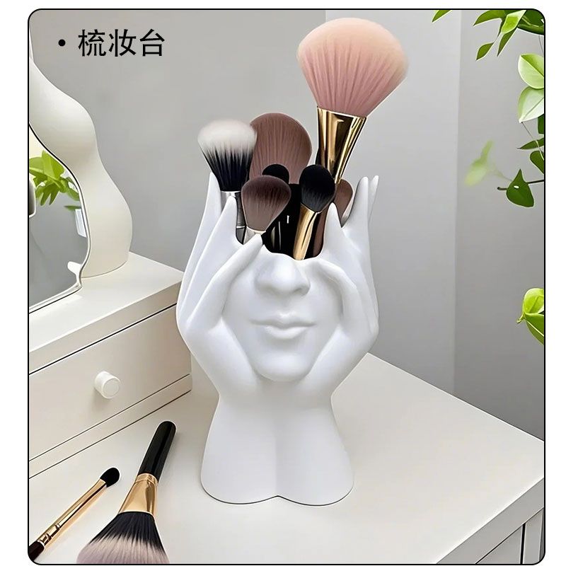 ins style abstract face pen holder ornament artistic sense office desktop decoration shelf makeup brush storage cylinder