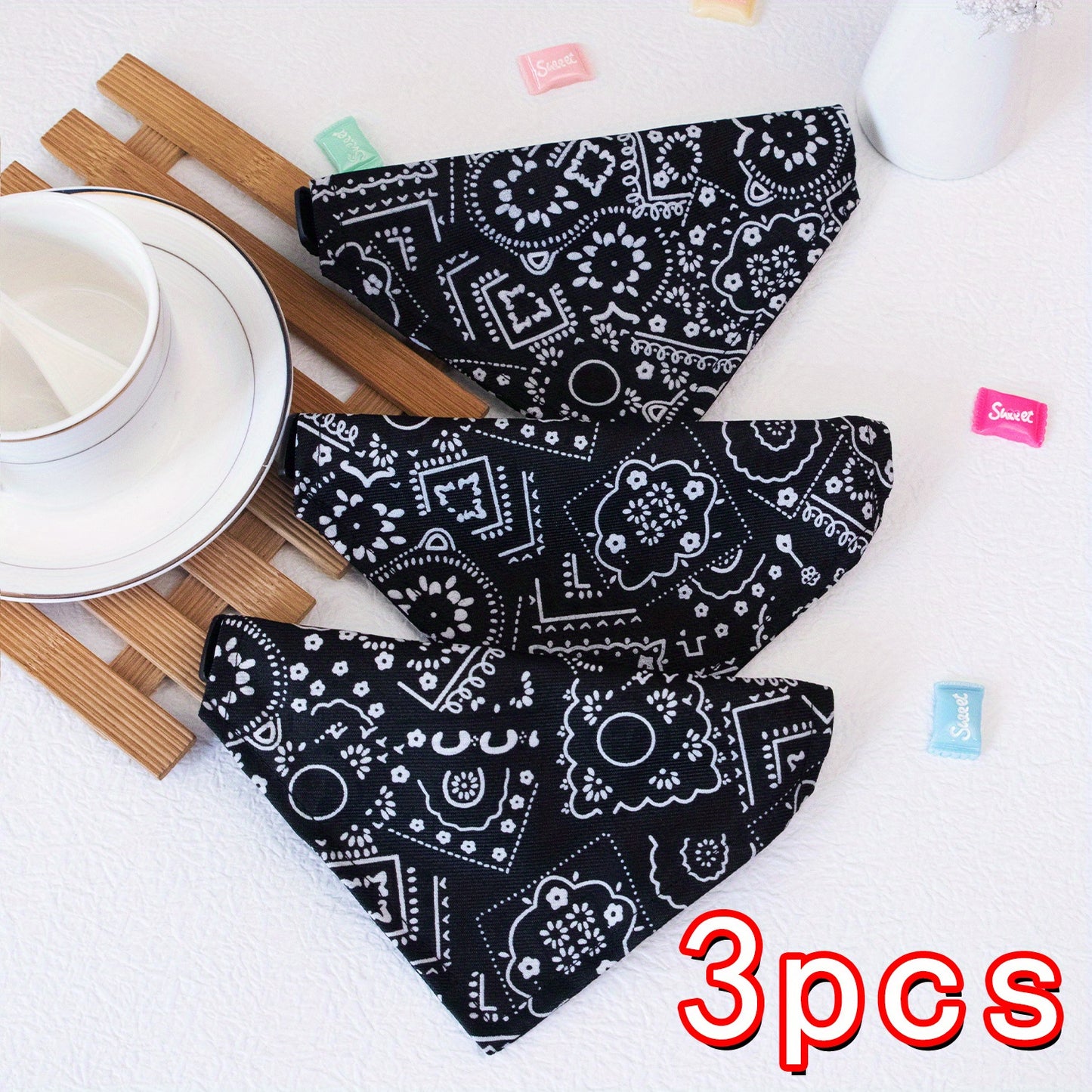 Adorable Floral Print Pet Bandana - Stylish Accessory for Tiny Paws (Under 15lbs) - Breathable & Easy to Wear