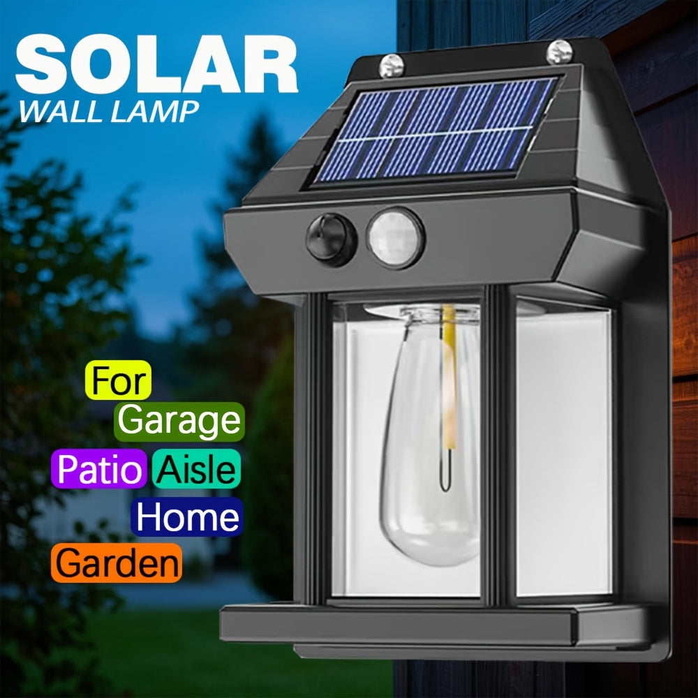 One New Solar Wall Light - Rechargeable with Solar Power, Featuring Motion Detection And Automatic Night Illumination, Three Modes Available, Ideal for Villa Garden Courtyard Decoration, Compact Night Lamp
