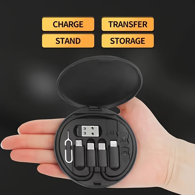 Five-in-One Multifunctional Fast Charging Kit, Compact Multi-Functional Storage Box with Data Transfer and Memory Card, MFI Certified, Compatible with iPhone Android Tablets, USB to Lightning Male to Female Connector, USB Charging 60W Output